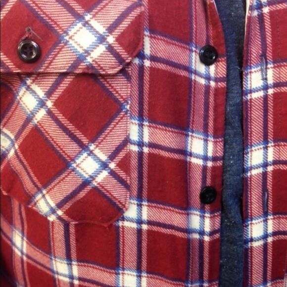 𝅺vintage Sears Quilted Plaid Flannel Shirt Medium - Picture 3 of 6